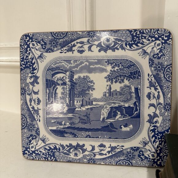 Spode Italian Placemats/Trivets Blue Room Collection Cork-Back 7.5x8.5" Set of 2 - Picture 2 of 10